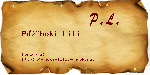 Páhoki Lili névjegykártya